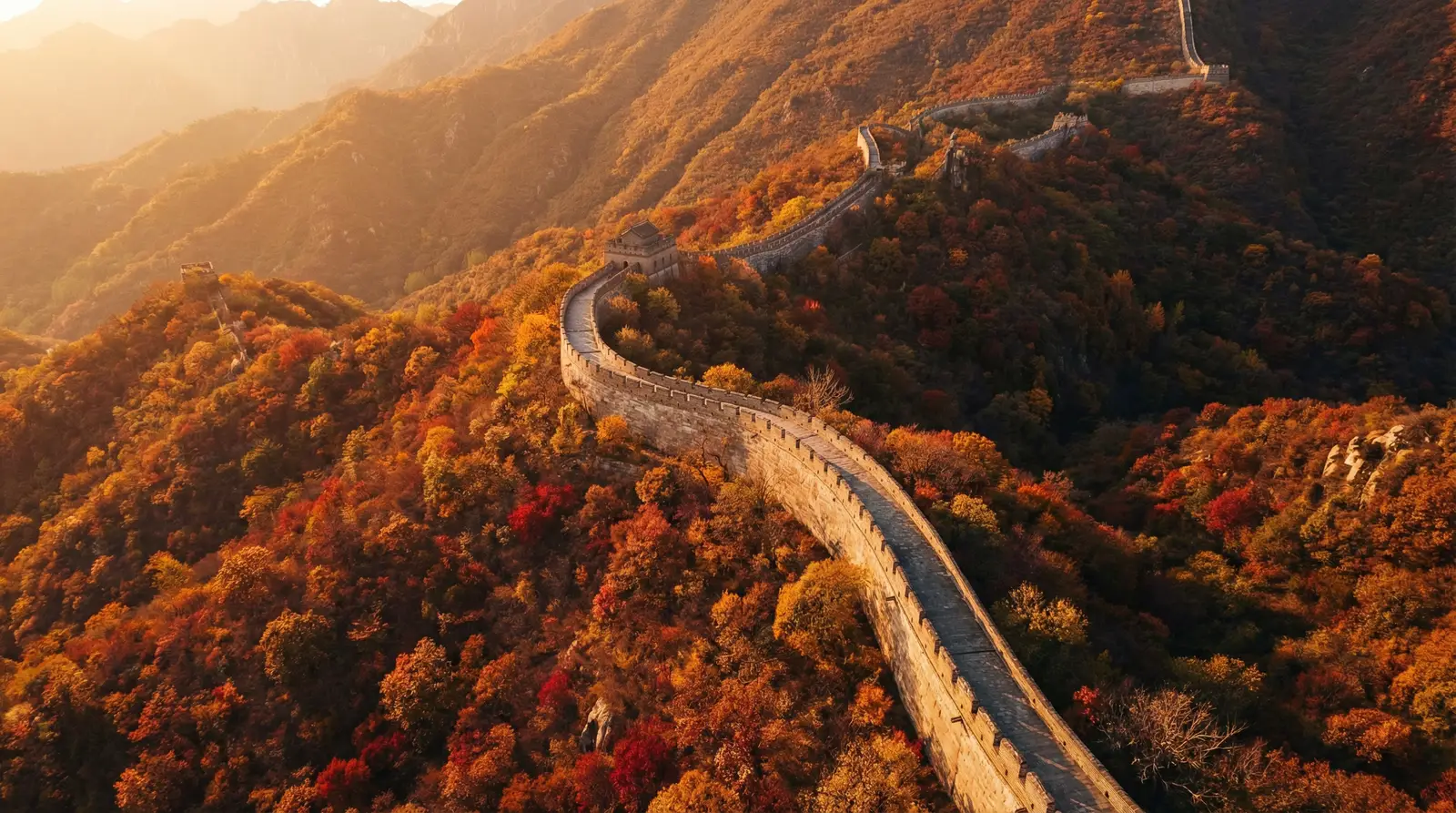 快播视频 秋日长城航拍全景